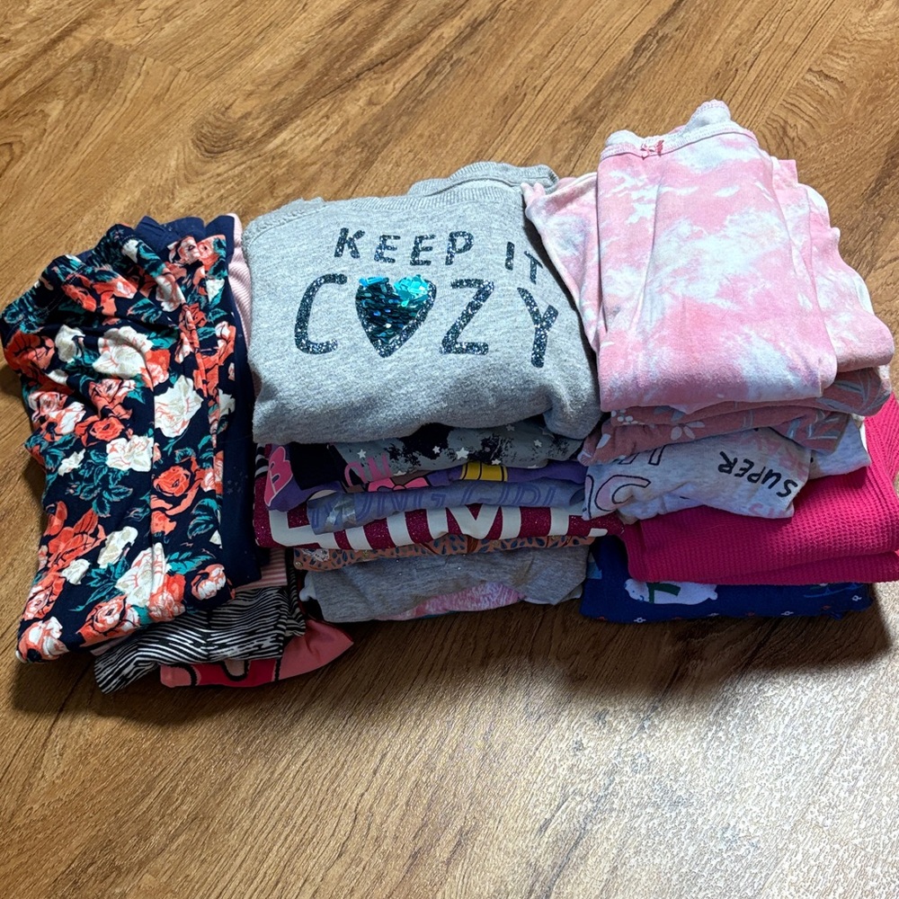 Lot of girls size 7-8 long sleeve and leggings clothing - 20 total items